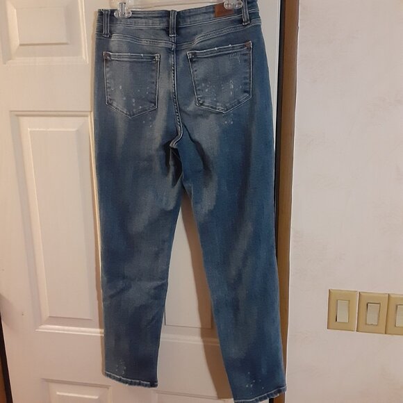 Judy Blue Boyfriend Fit Splattered Distressed Hem Women's Jeans JB82346DK - Picture 5 of 9